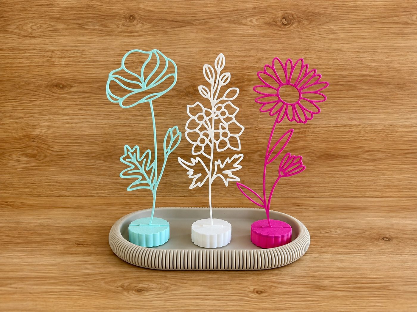 Drie bloemen, 3D-print van DH 3D Print
